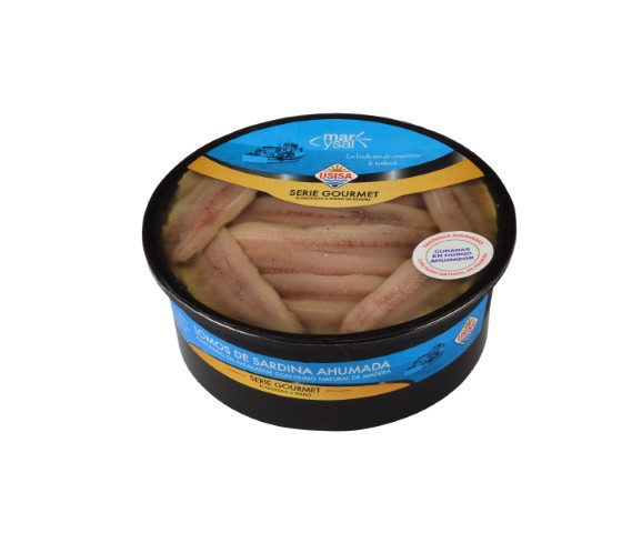 SARDINA LOMO GRANDON AHUMADA (HUMO NATURAL) ACEITE GIRASOL TARRINA 700 GRS.