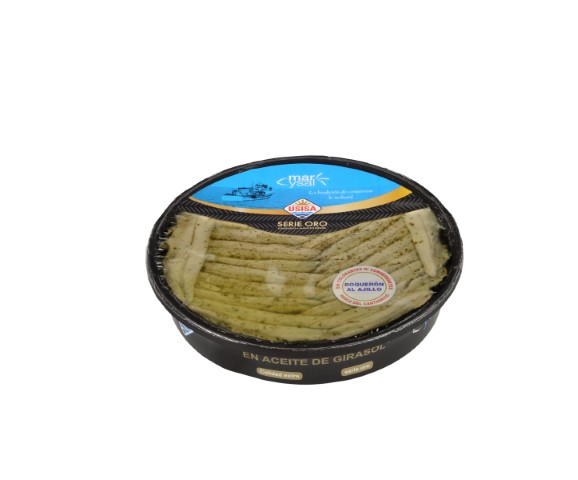 81000444 BOQUERON AL AJILLO 400 GRS. 50 PIEZAS ACEITE GIRASOL n (Pequeña) BOQUERON EXTRA AL AJILLO 380 GRS. 50 FILETES APROX.