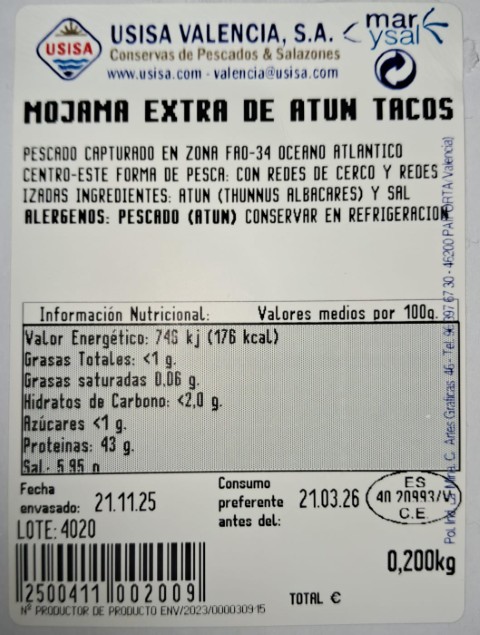 MOJAMA DE ATUN EXTRA TACOS ET/NEGRA