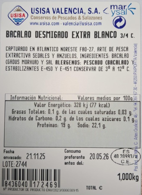 BACALAO LOMO TACO INGLÉS ARTESANO 70 Grs.