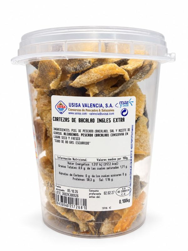CORTEZAS DE BACALAO INGLES FRITAS CUBO 80 GRAMOS